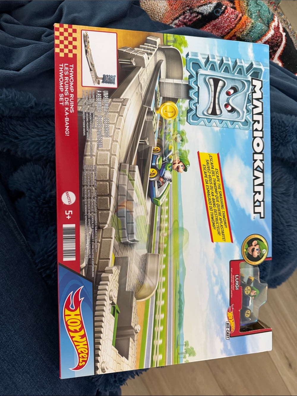 Hot Wheels Mario Kart Thwomp Ruins Track Set - Blue & Gray